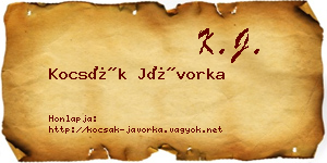 Kocsák Jávorka névjegykártya